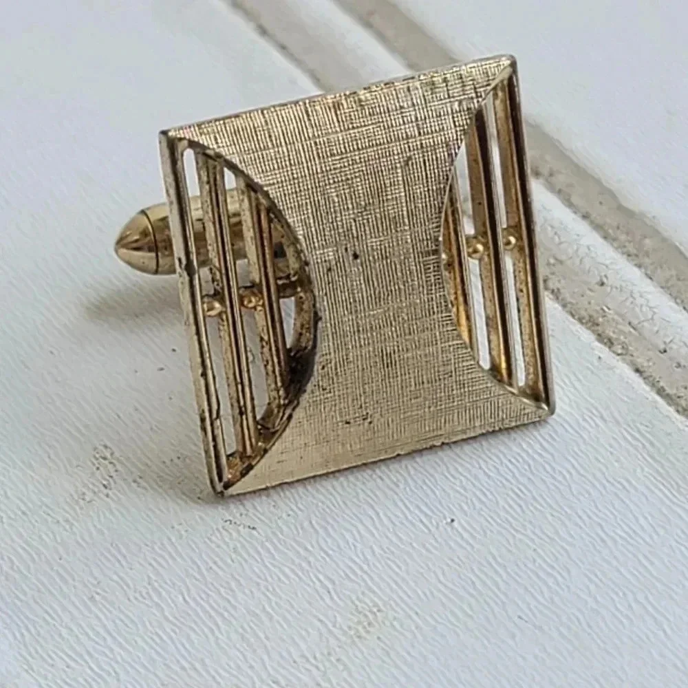 Vintage Swank Gold Tone Cuff Links Modernist Design